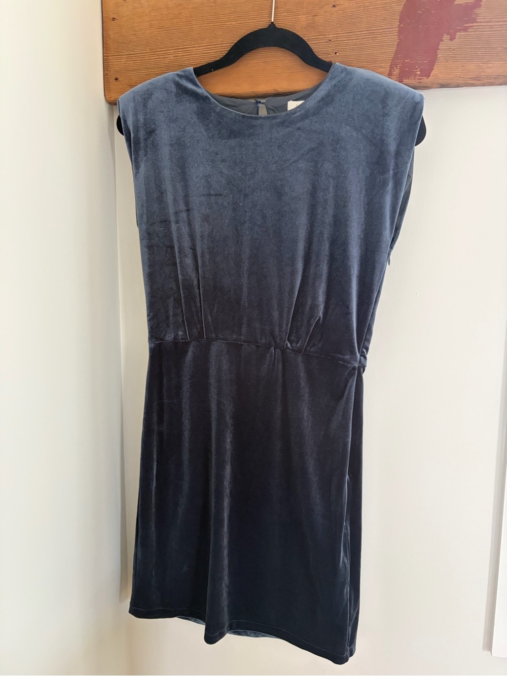 Bishop Young Blue Gray Velvet Sleevess Mini Dress - S